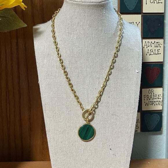 Lucky Brand Gold & Green  Reversible Necklace Vintage-Inspired Design #LBNK7 - Picture 1 of 7